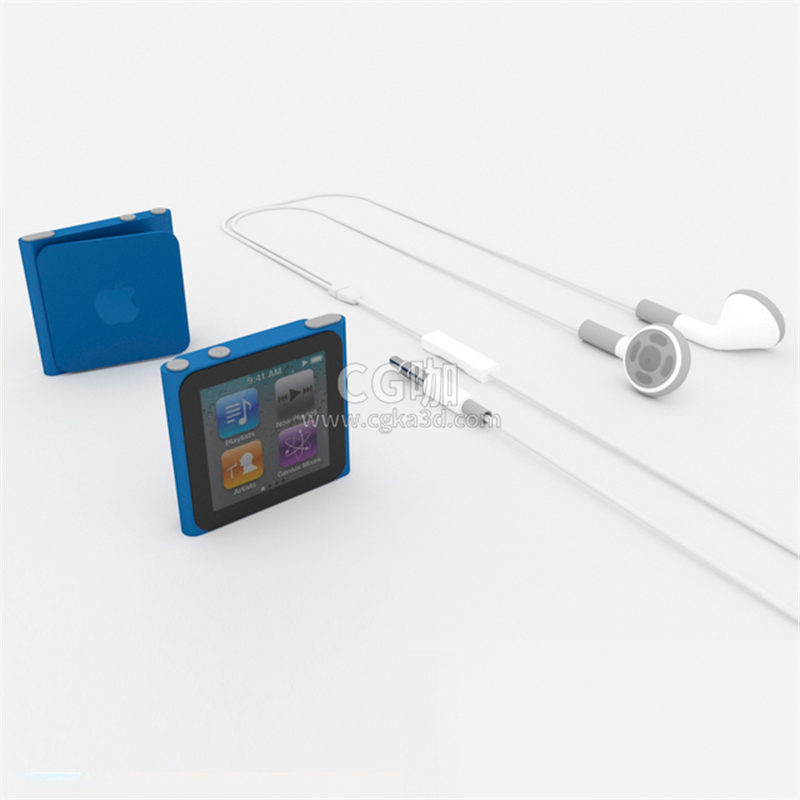 CG咖-苹果多媒体播放器模型苹果耳机模型MP3模型音乐播放器模型