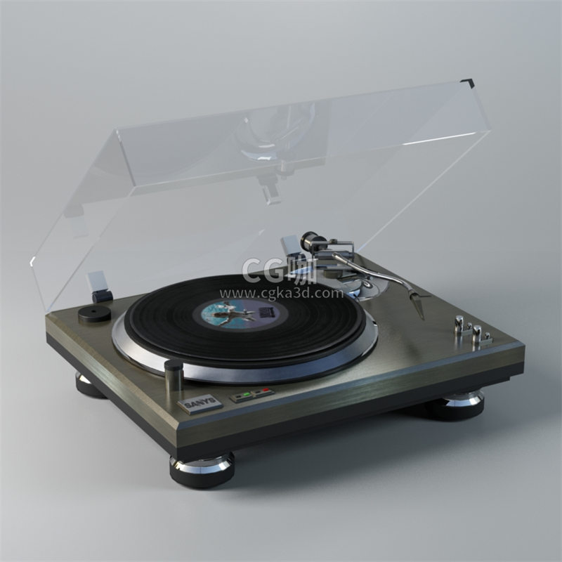 CG咖-黑胶唱机模型唱片机模型留声机模型黑胶唱盘模型