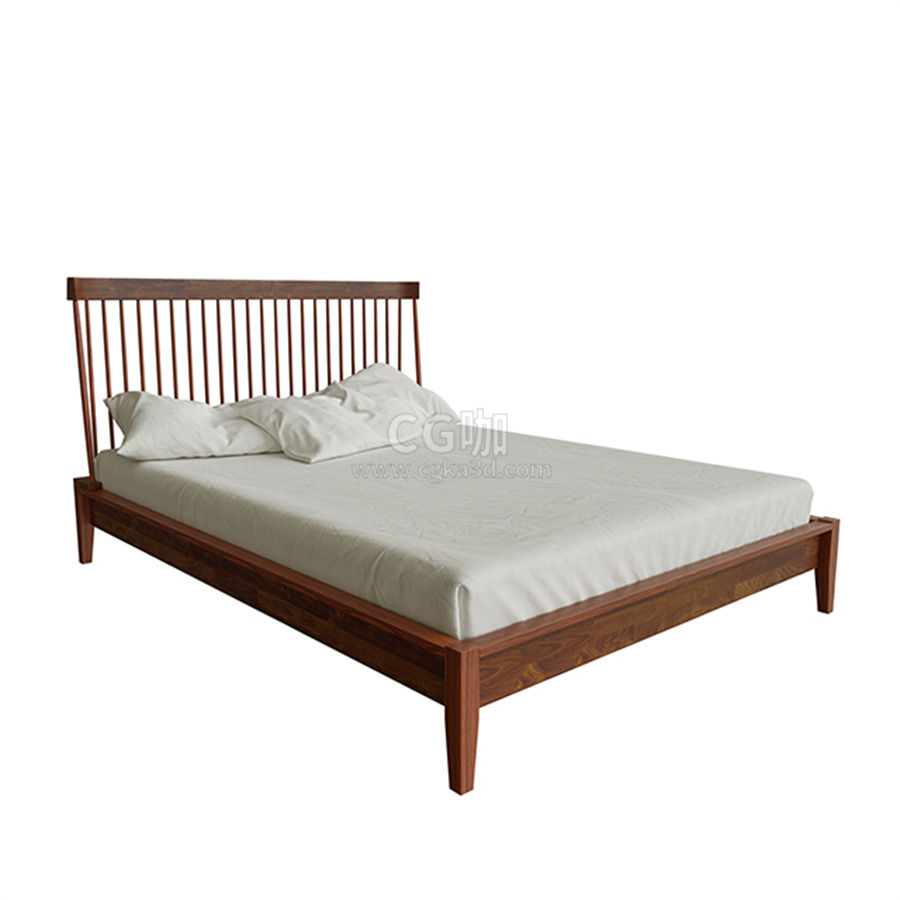 CG咖-实木床模型床垫模型