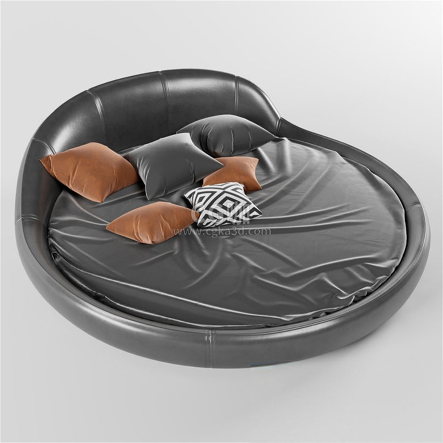 CG咖-圆床模型枕头模型