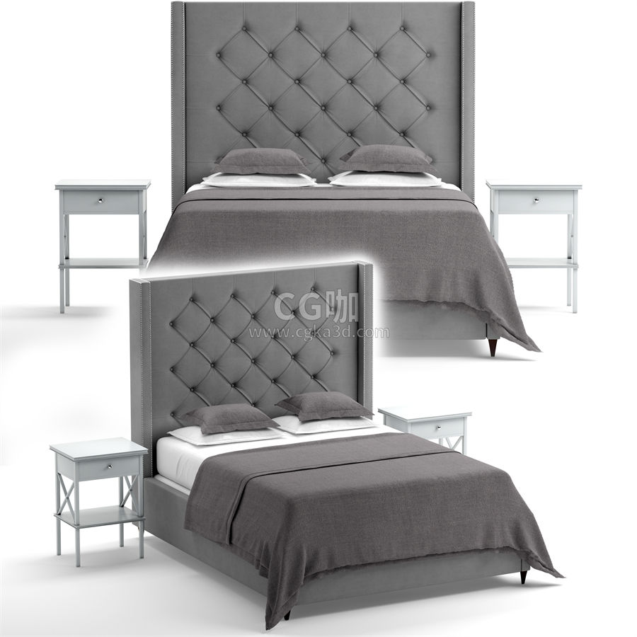 CG咖-床模型枕头模型床垫模型