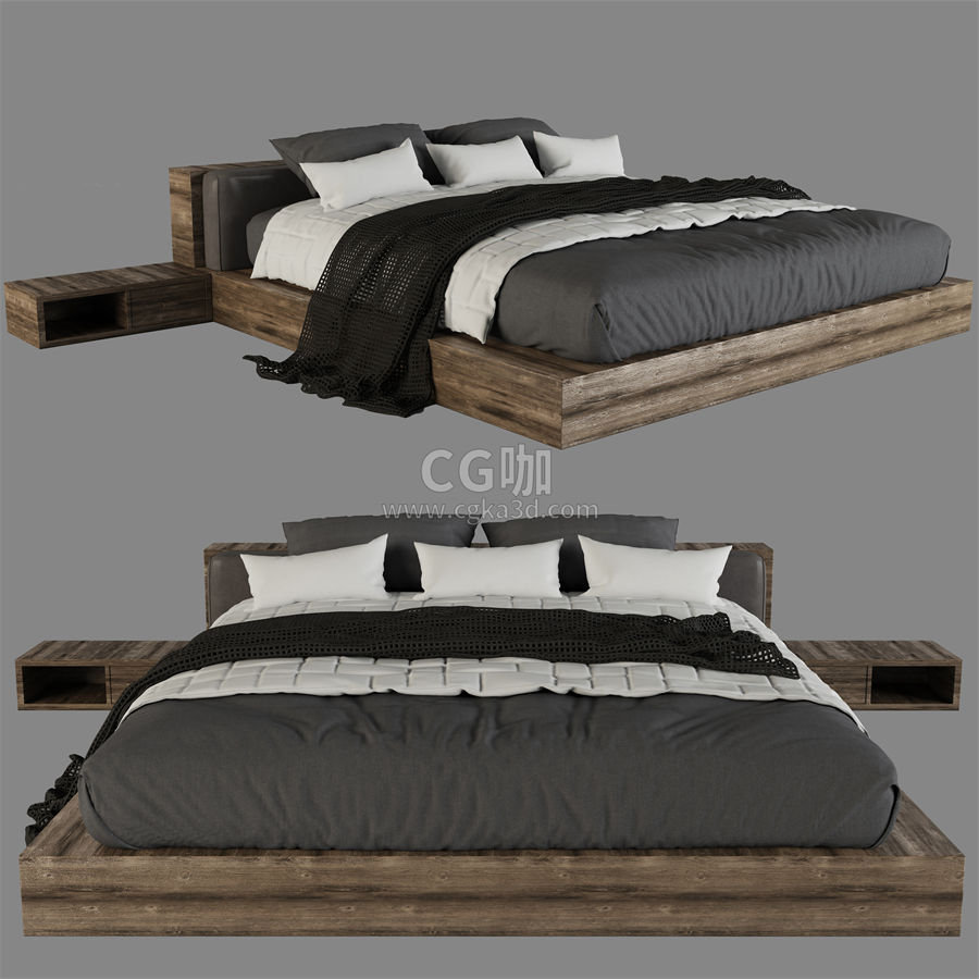 CG咖-床模型枕头模型床垫模型