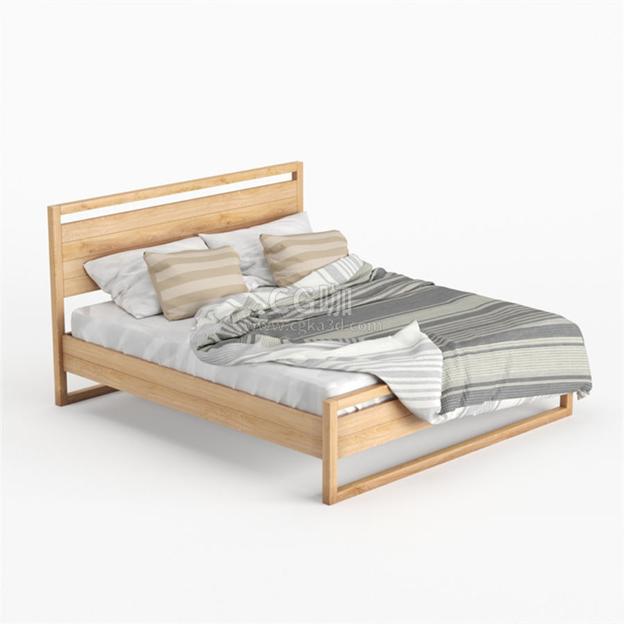CG咖-木床模型枕头模型被子模型
