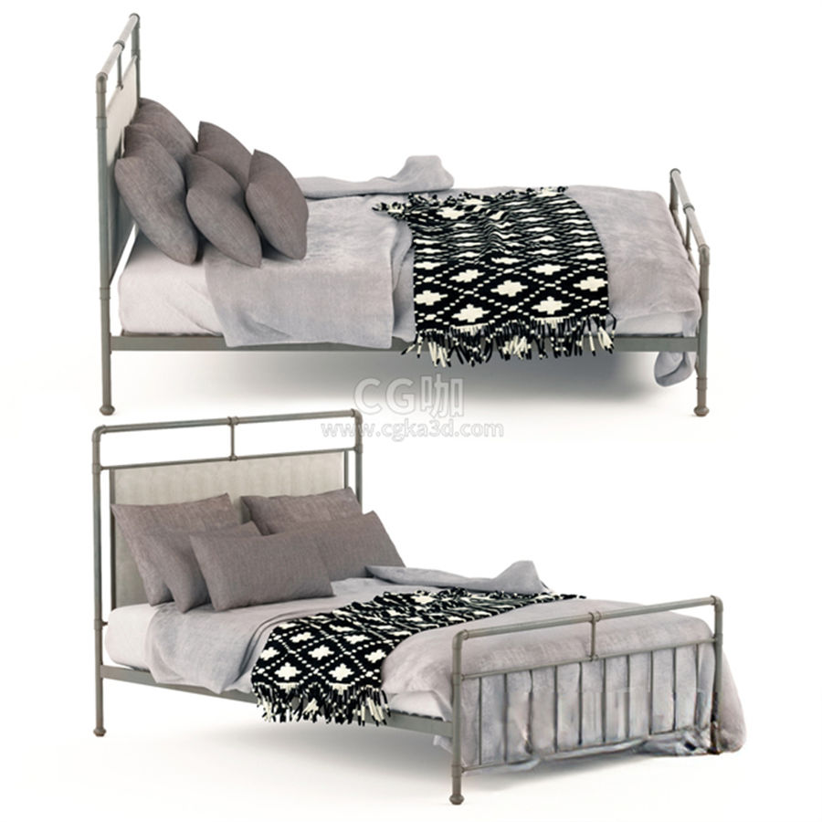CG咖-床模型枕头模型毯子模型