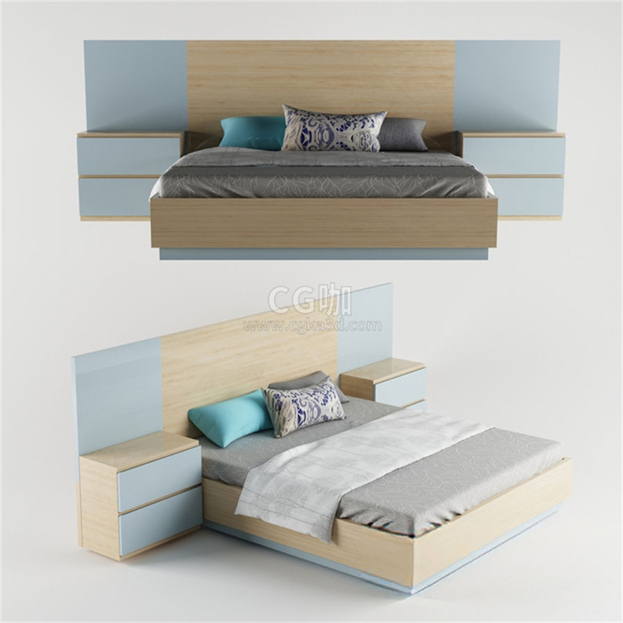 CG咖-床模型枕头模型