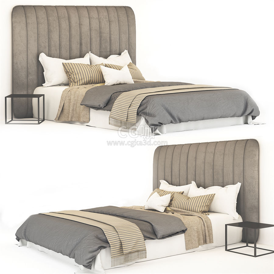 CG咖-木床模型枕头模型被套模型