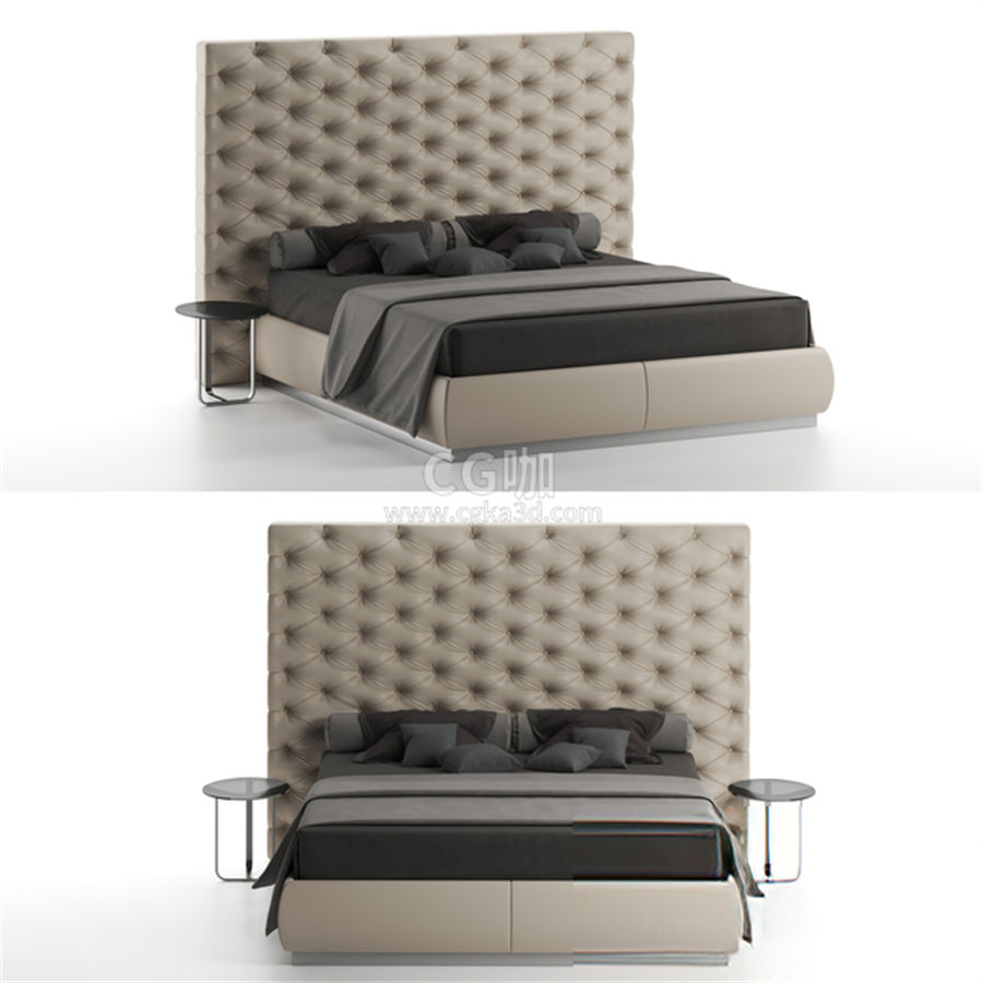 CG咖-床模型枕头模型被子模型