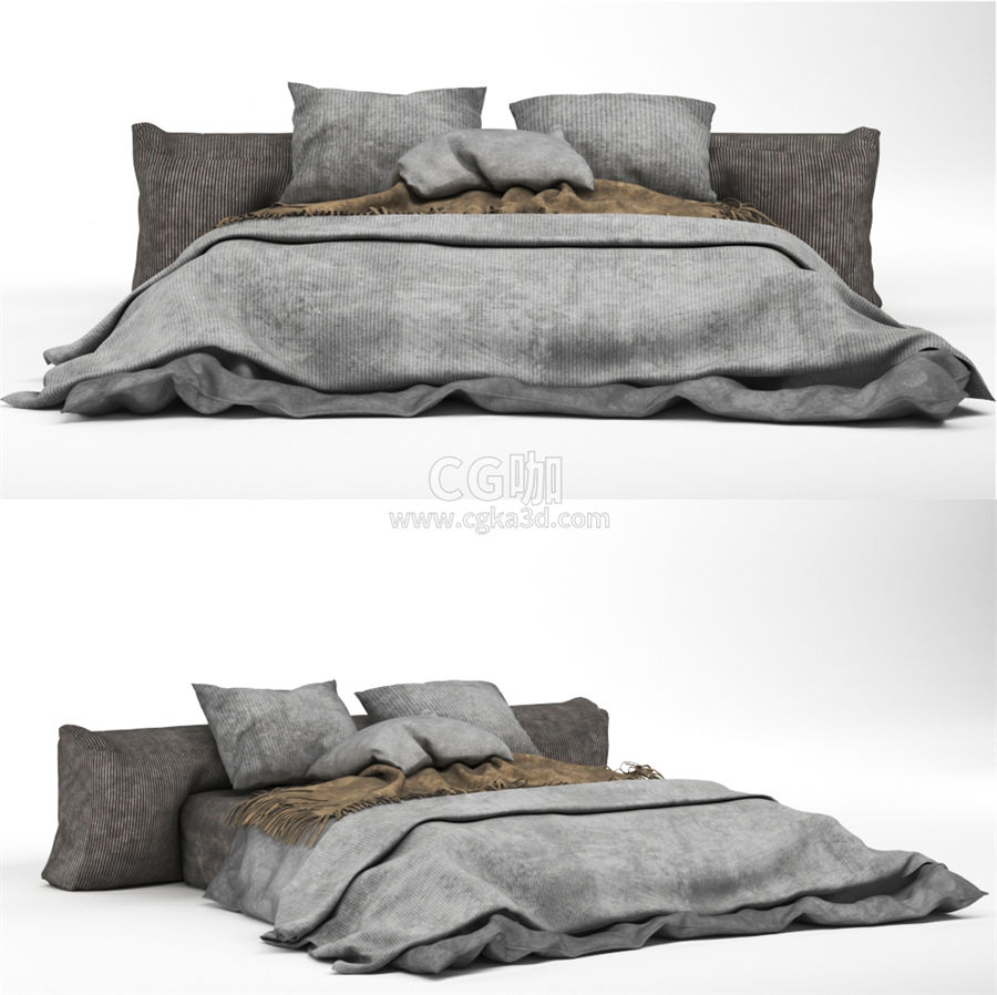 CG咖-床模型枕头模型被子模型