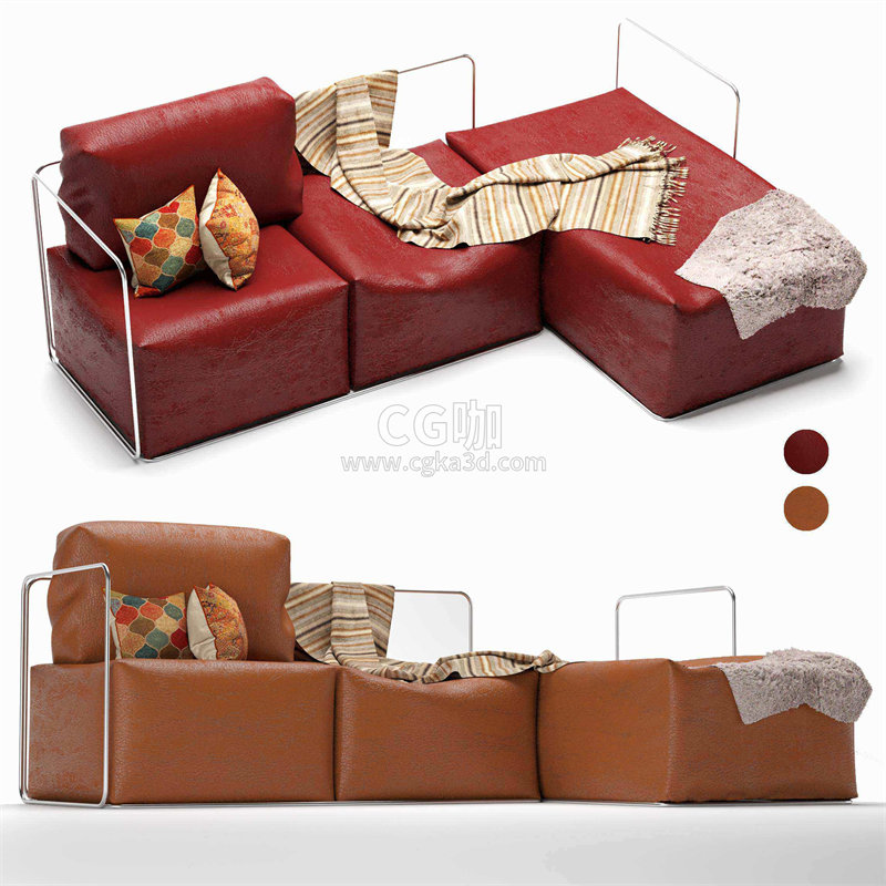 CG咖-沙发模型抱枕模型毯子模型