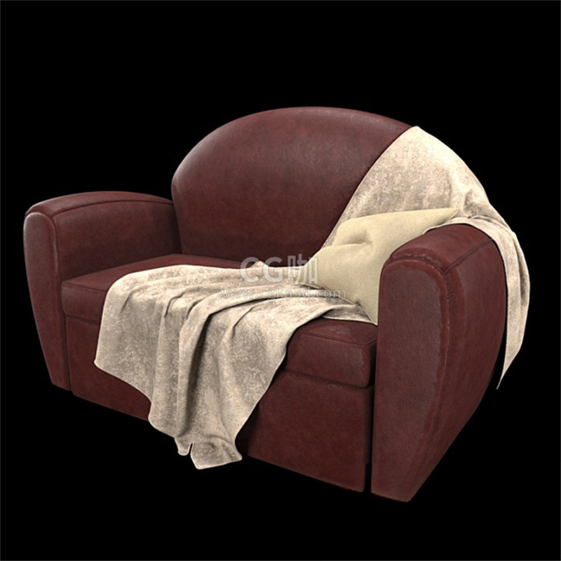 CG咖-单人沙发模型毯子模型沙发椅模型