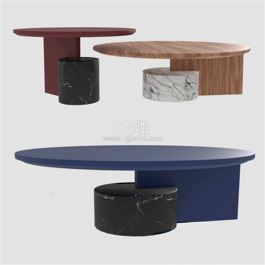 CG咖-圆桌模型矮桌模型大理石桌模型桌子模型木桌模型