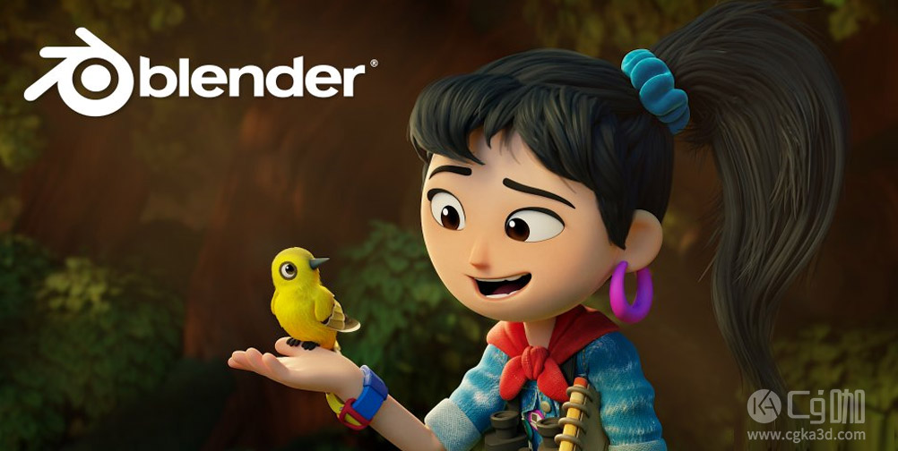 Blender工程-blender3.0启动画面工程Blender  启动画面工程卡通小女孩模型小鸟模型