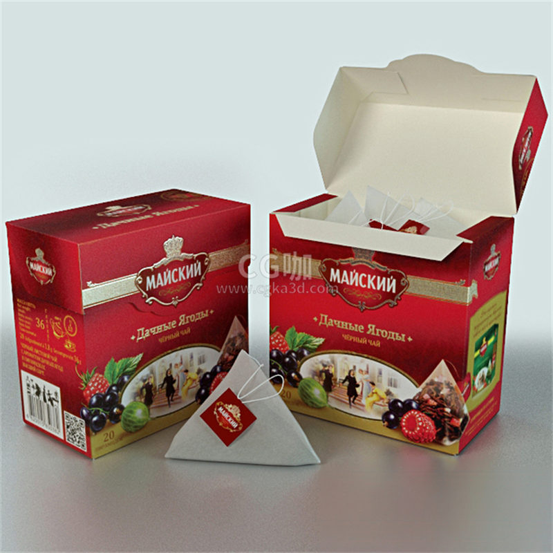 CG咖-水果茶包模型包装纸盒模型