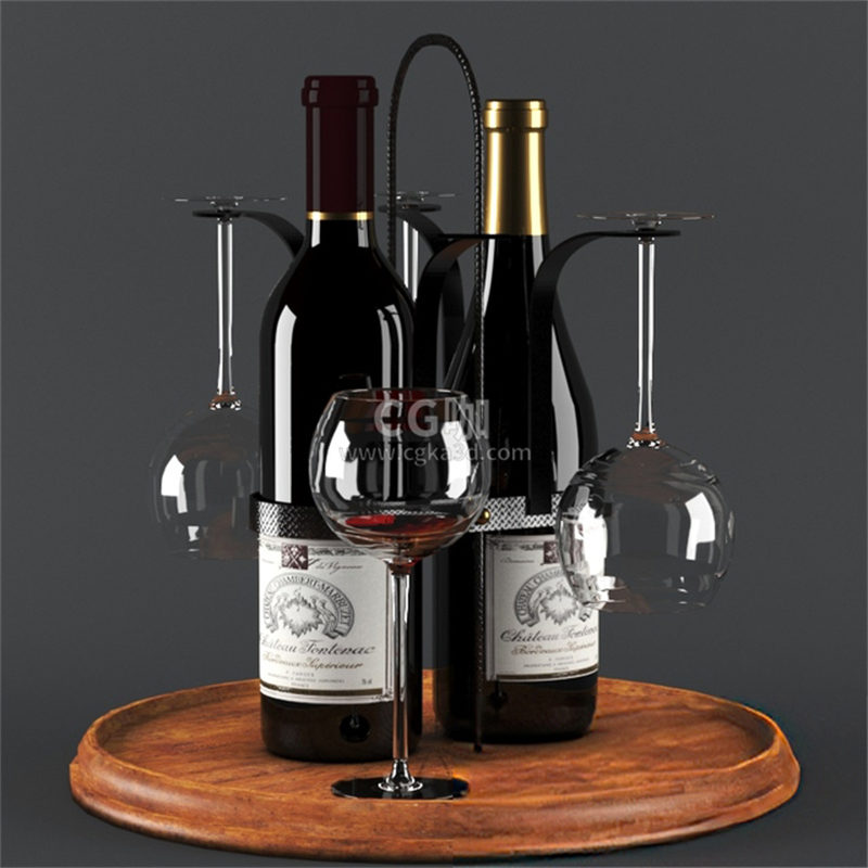 CG咖-红酒模型葡萄酒模型高脚杯模型红酒架模型