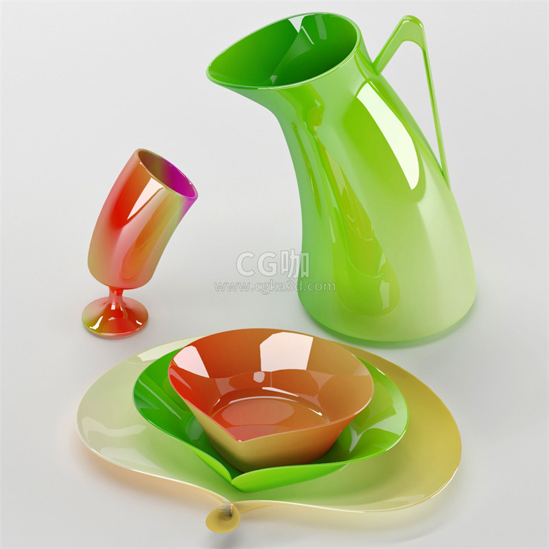CG咖-餐具模型盘子模型碗模型杯子模型水壶模型