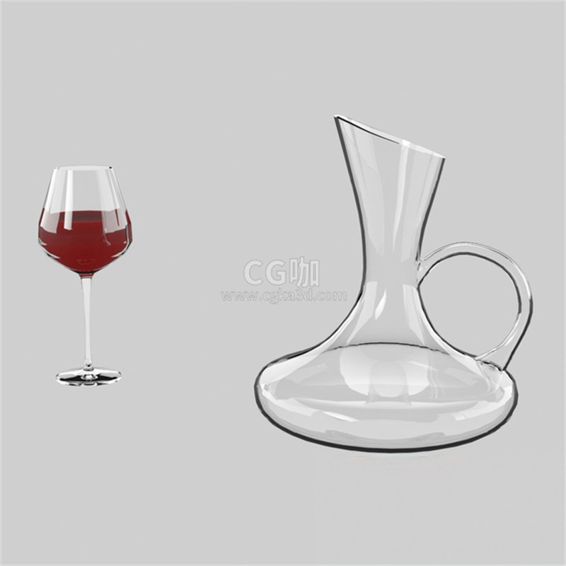 CG咖-高脚杯模型红酒杯模型洋酒杯模型醒酒器模型醒酒壶模型