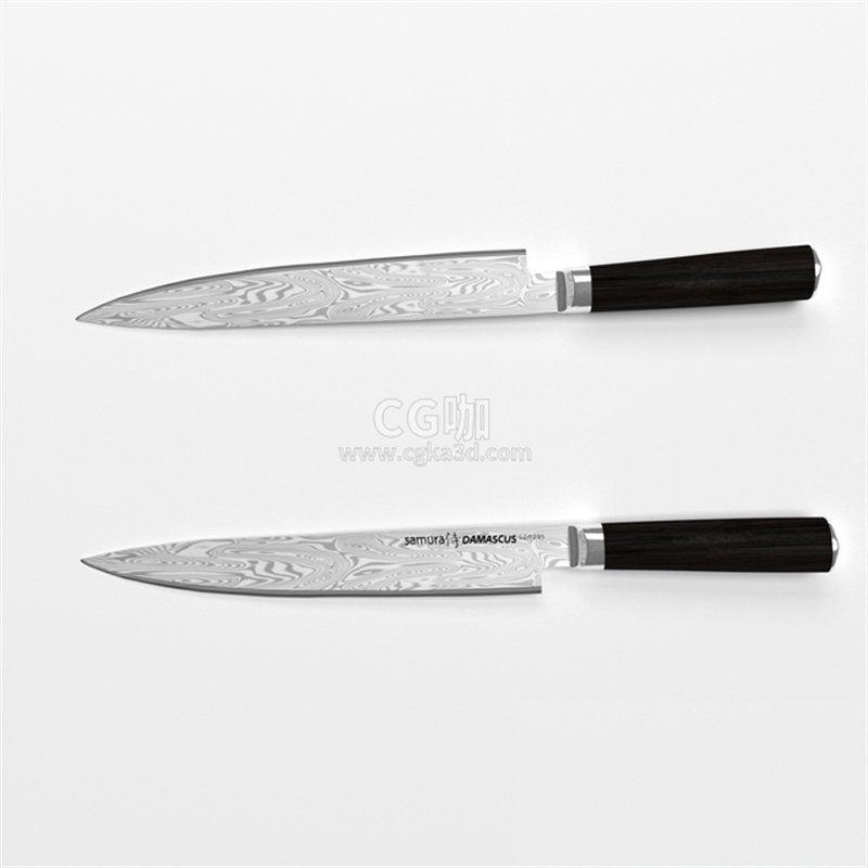 CG咖-水果刀模型多功能菜刀模型大马士革刀模型厨房刀模型