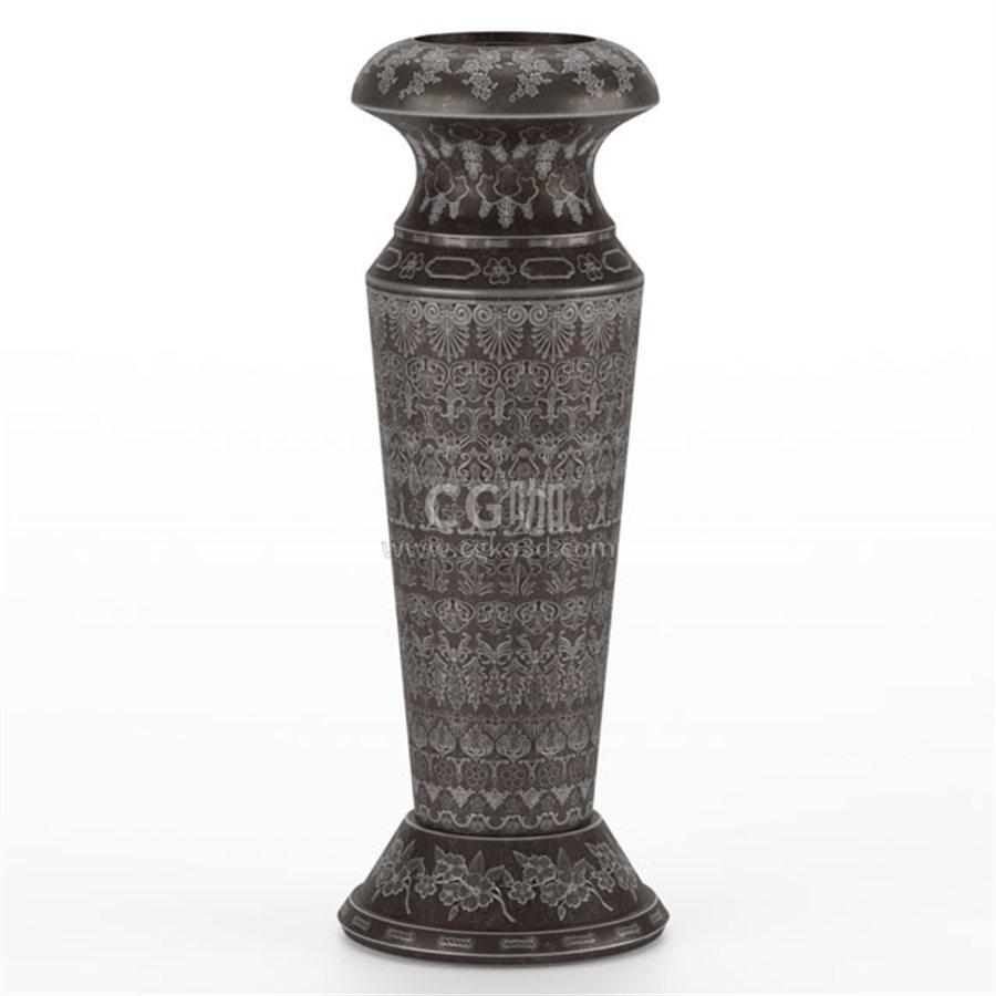 CG咖-高脚花瓶模型浮雕花瓶模型古典花瓶模型