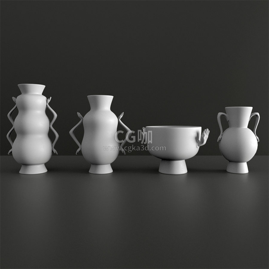 CG咖-高脚花瓶模型装饰花瓶模型花盆模型