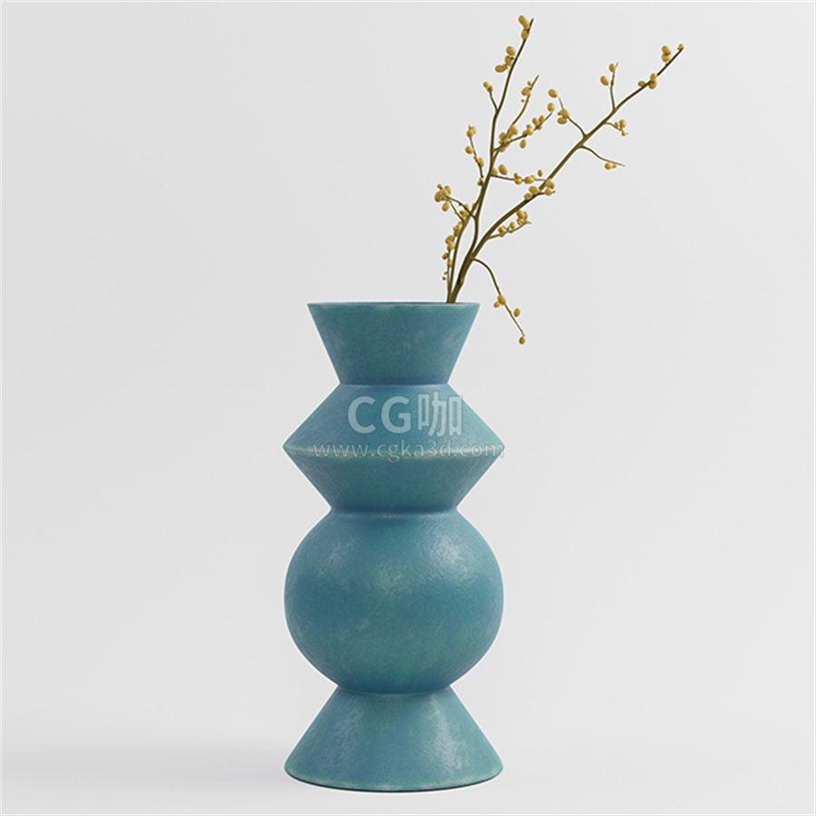 CG咖-高脚花瓶模型几何装饰花瓶模型