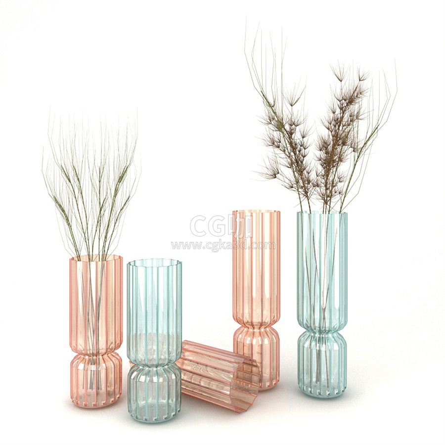 CG咖-玻璃花瓶模型几何花瓶模型