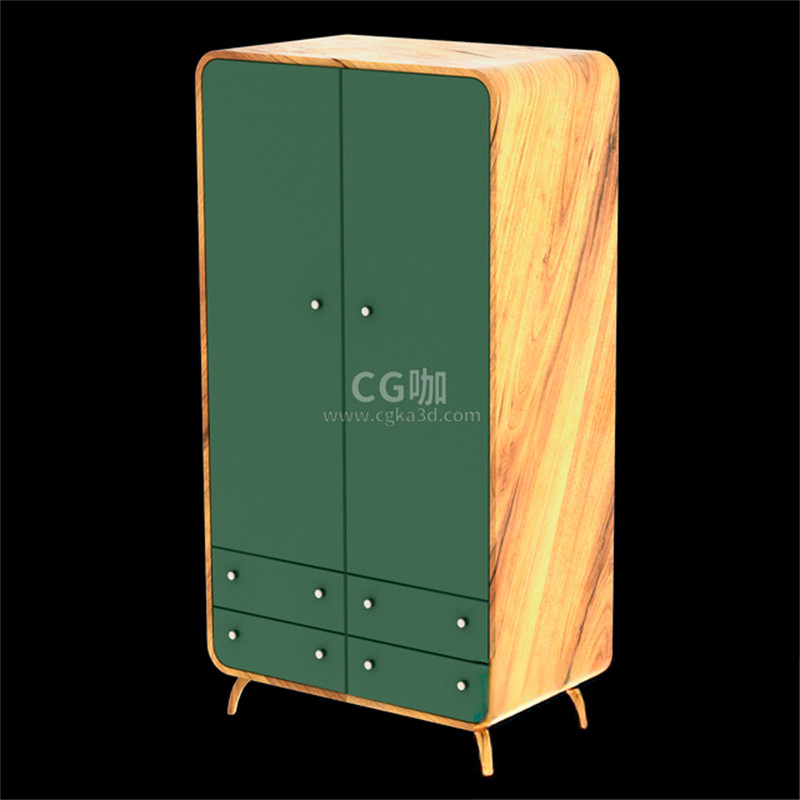 CG咖-柜子模型储物柜模型椭圆形衣柜模型