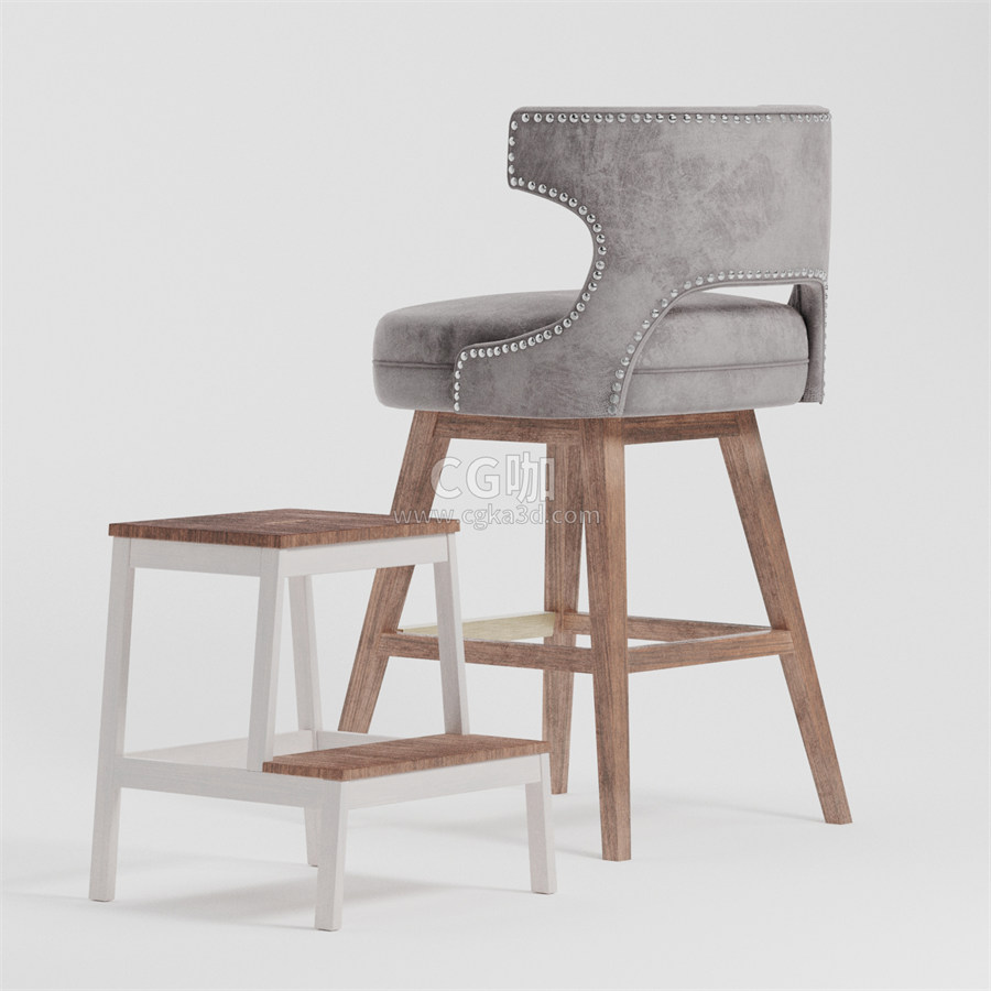 CG咖-椅子模型靠背椅模型咖啡椅模型凳子模型