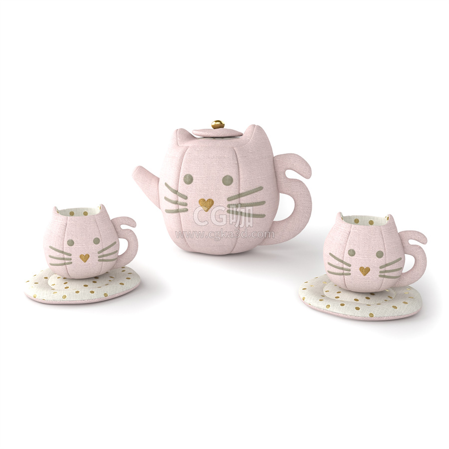 CG咖-儿童玩具模型小猫茶具玩具模型布料茶具玩具模型