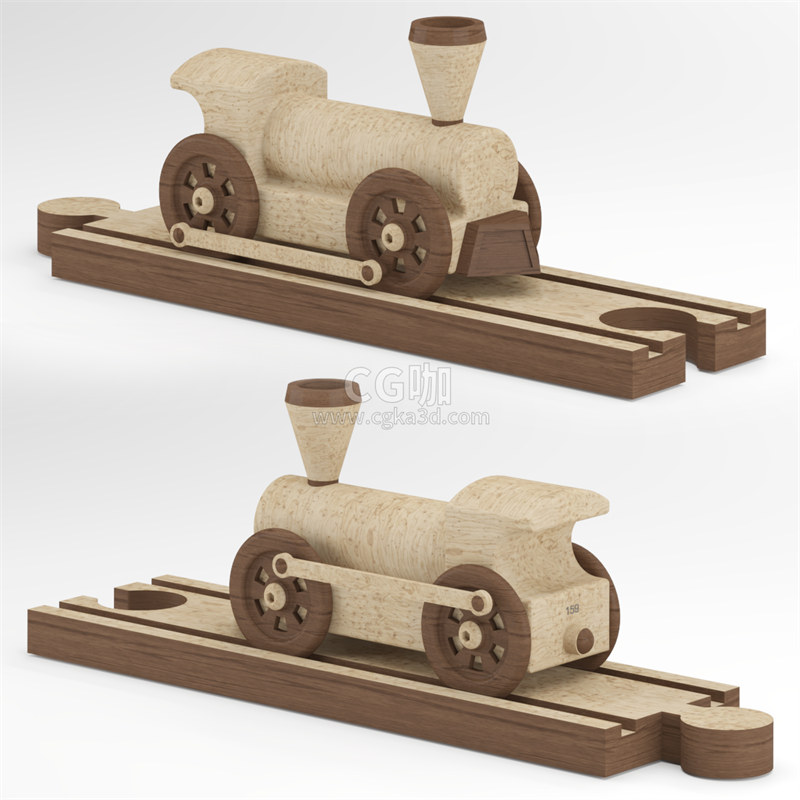 CG咖-木玩具车模型木火车模型玩具模型
