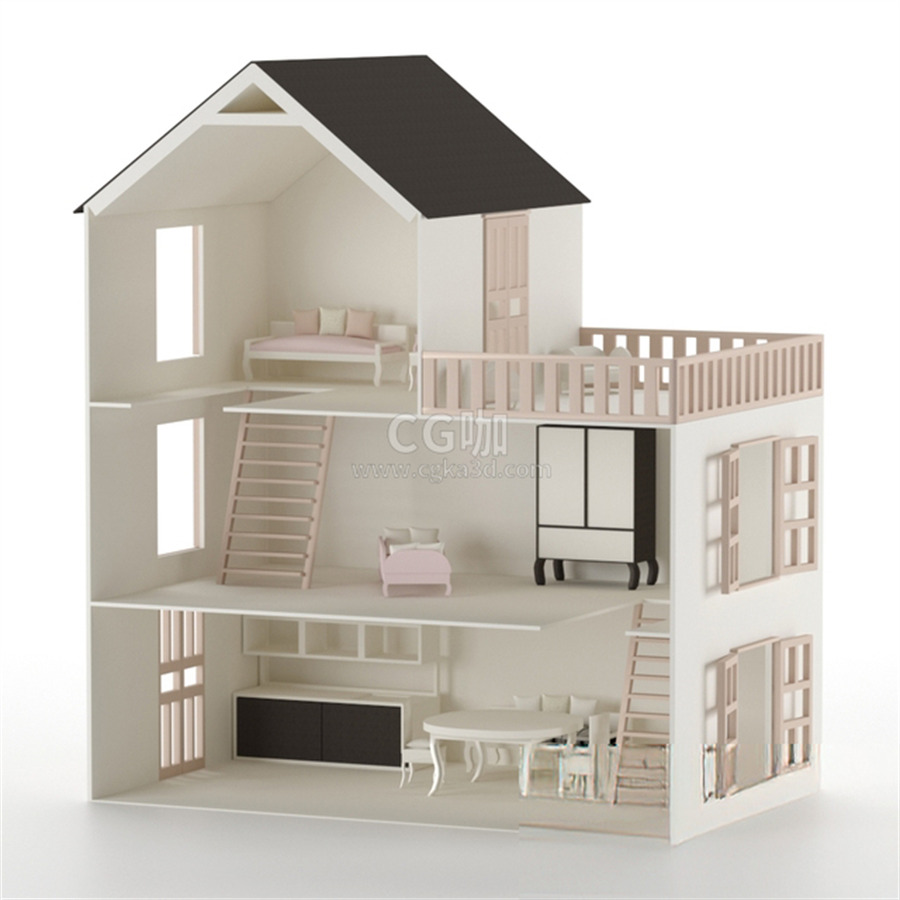 CG咖-儿童玩具模型娃娃屋模型玩具屋模型