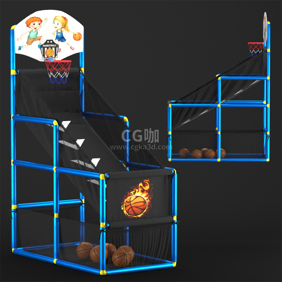 CG咖-儿童篮球框架模型室内投篮框模型投篮机模型篮球模型