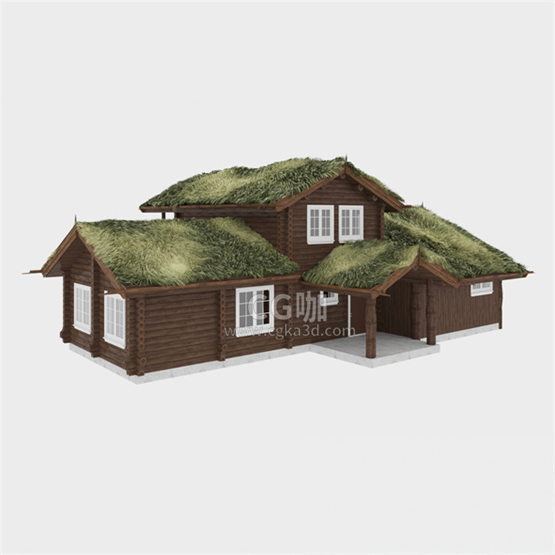 CG咖-房屋模型木房子模型建筑模型茅草房模型
