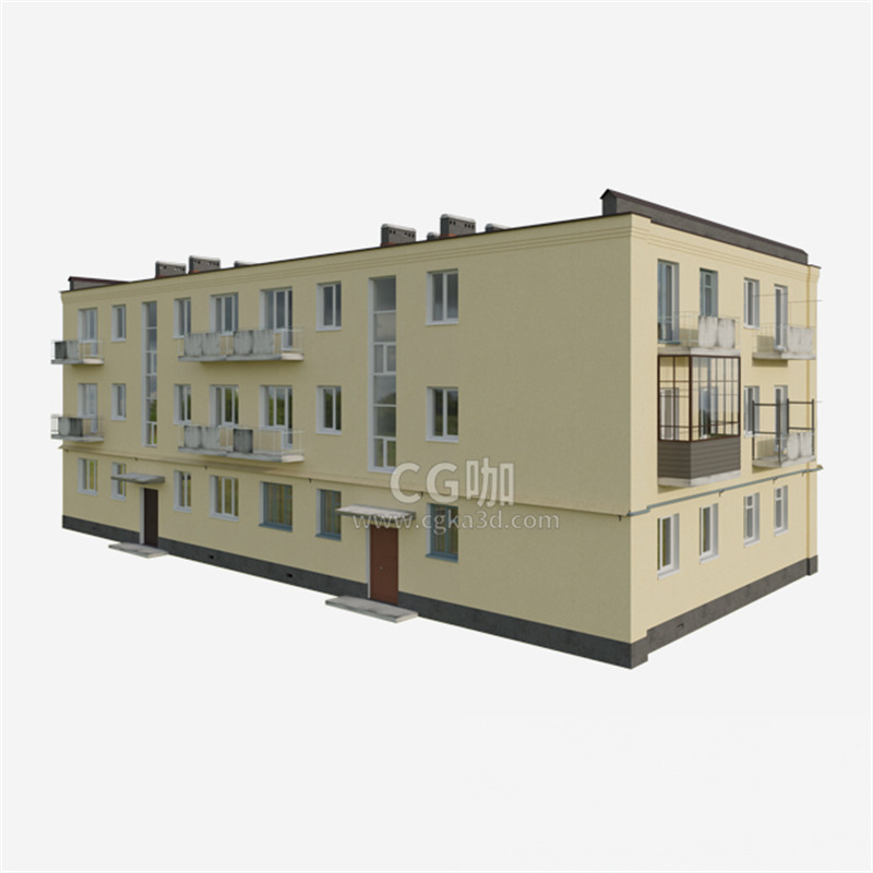 CG咖-房屋模型房子模型建筑模型住房模型三层楼房模型