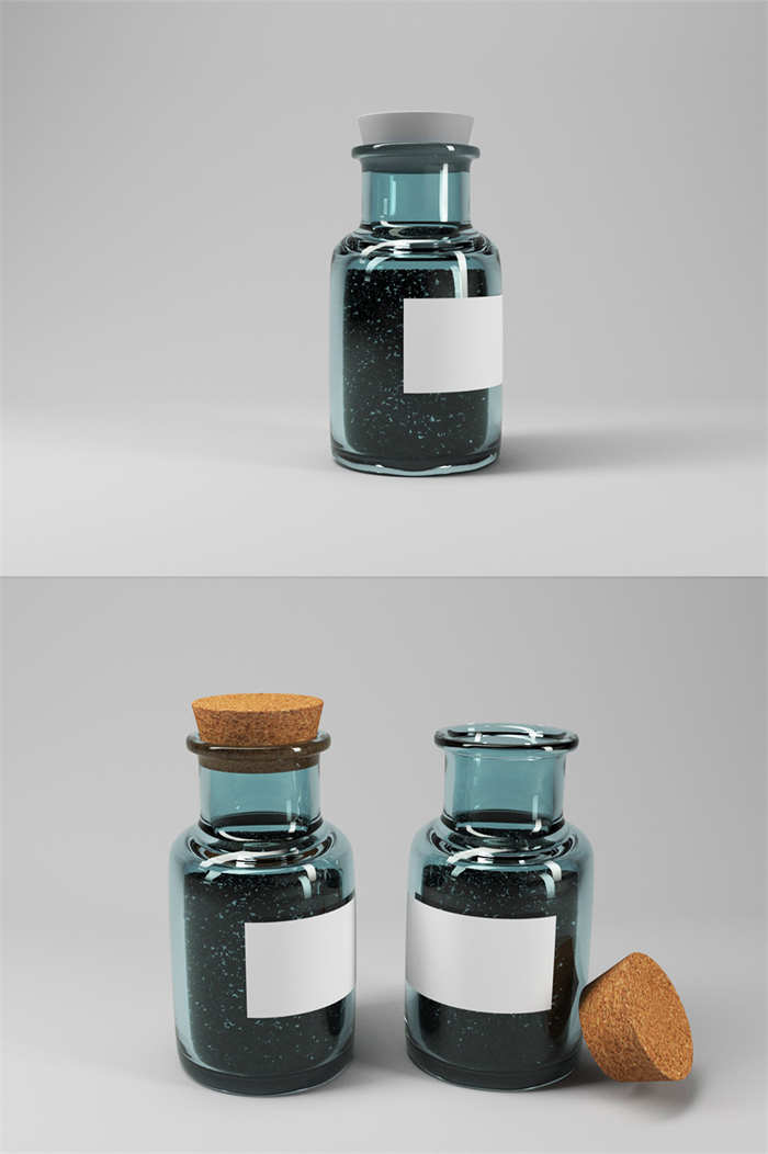 CG咖-木塞广口玻璃瓶模型密封瓶模型许愿瓶模型
