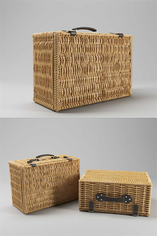 CG咖-编织收纳箱模型编织手提箱模型编织行李箱模型