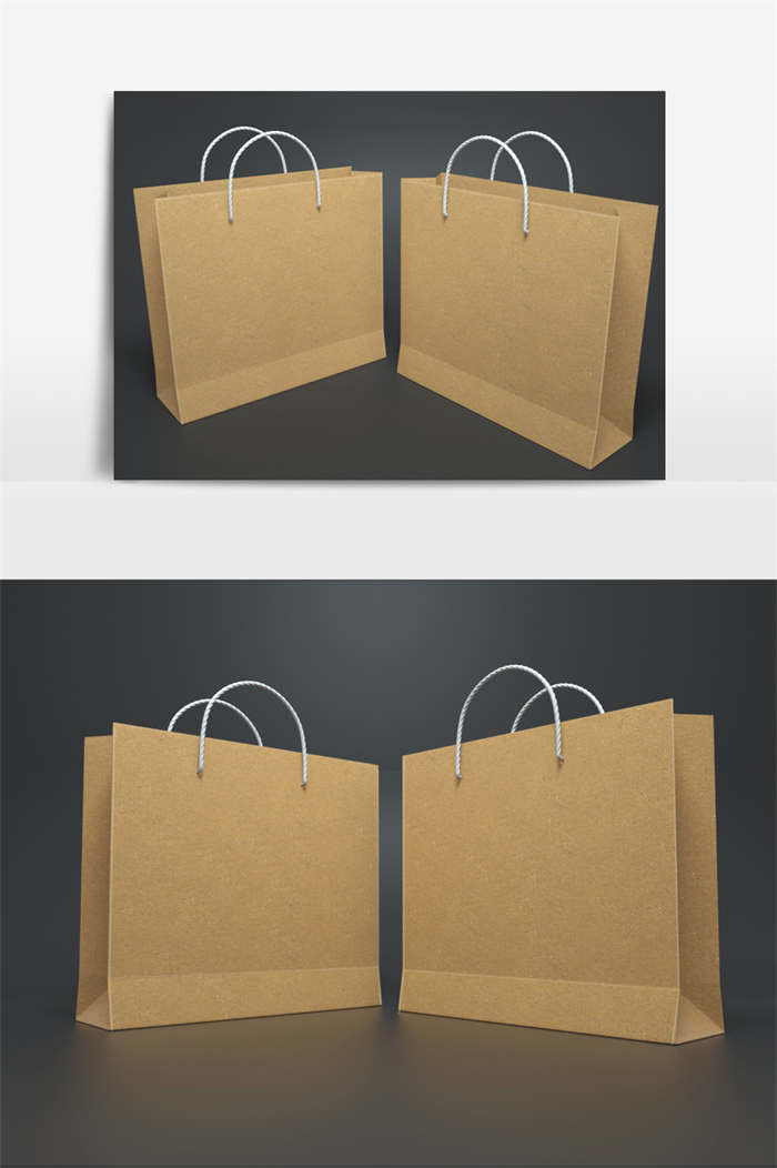 CG咖-手提袋模型包装袋模型打包袋模型牛皮纸袋模型