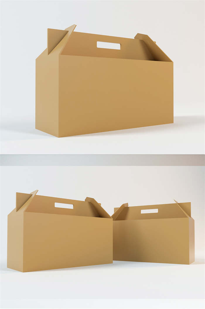 CG咖-牛皮纸盒模型手提盒模型包装盒模型外卖纸盒模型