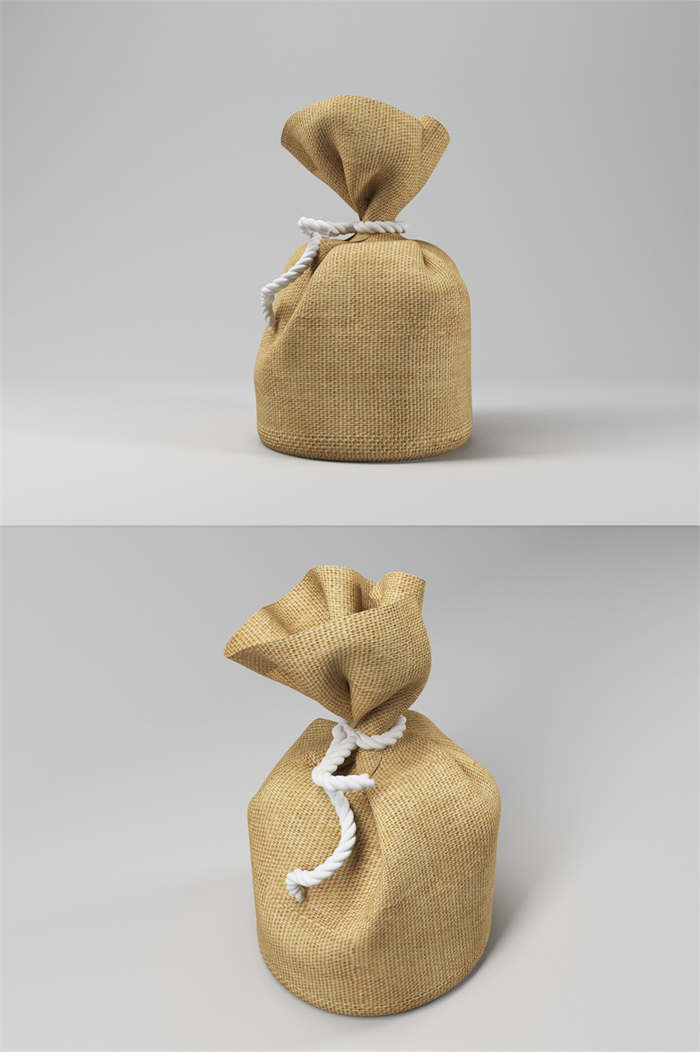 CG咖-礼品包装袋模型收口袋模型麻布袋模型收纳袋模型抽绳袋模型