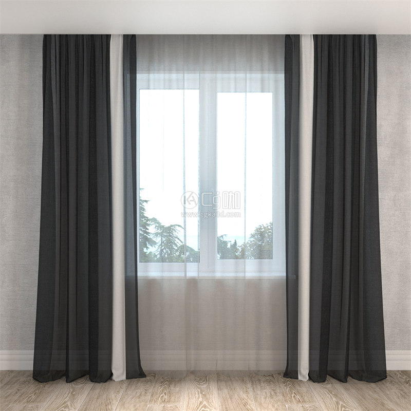 CG咖-窗帘模型遮光帘模型布帘模型