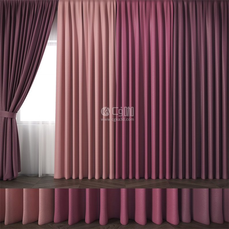 CG咖-落地式窗帘模型