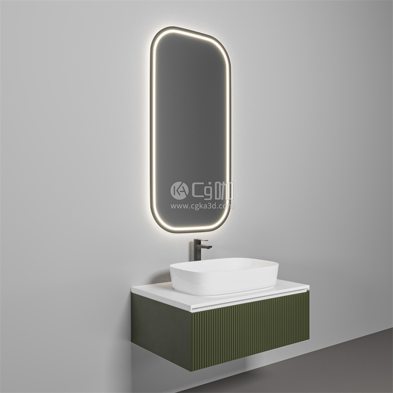 CG咖-浴室柜模型洗手台模型洗脸台模型洗漱台模型镜子模型水龙头模型