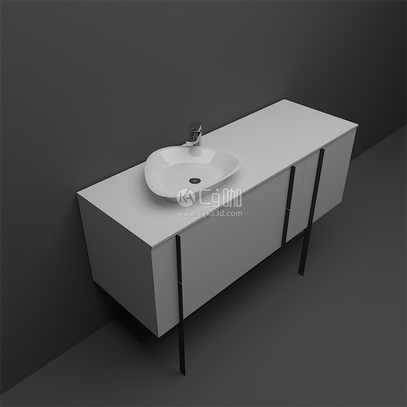 CG咖-浴室柜模型洗手台模型洗脸台模型洗漱台模型水龙头模型