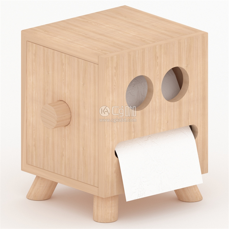 CG咖-笑脸纸巾盒模型卷纸盒模型