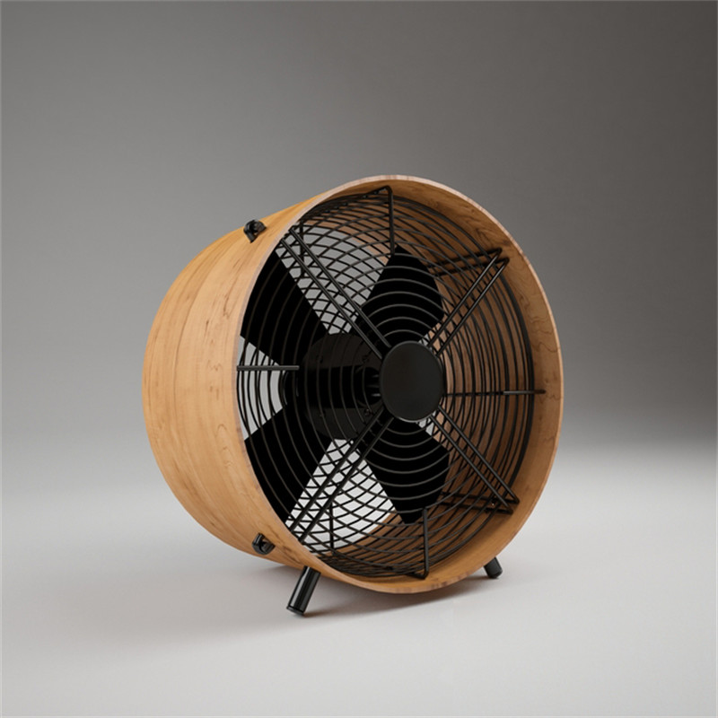 CG咖-电风扇模型原木立扇模型