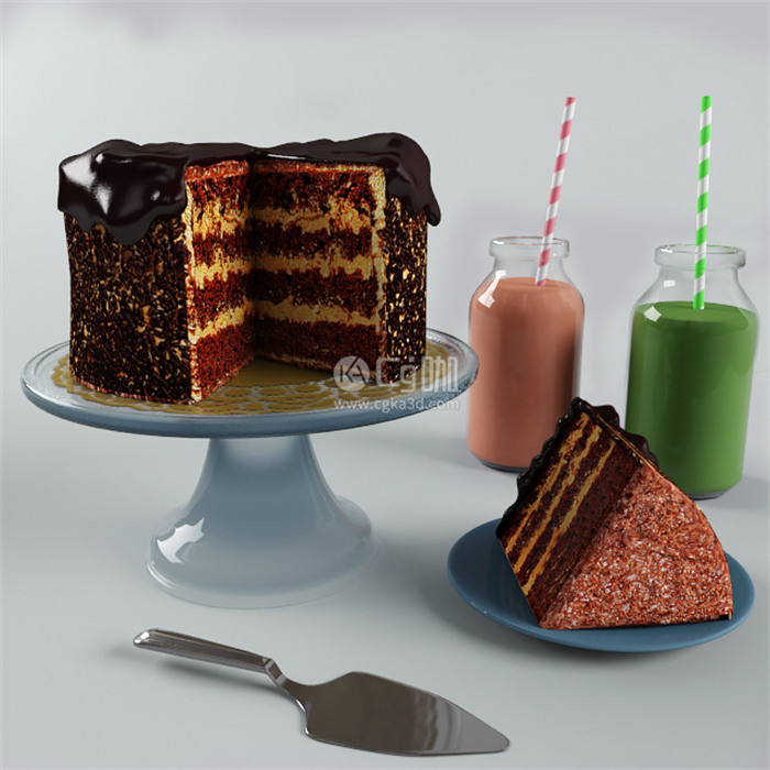 CG咖-甜品模型巧克力蛋糕模型甜点模型果汁模型蛋糕铲模型