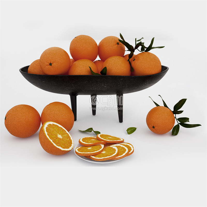 CG咖-果盘模型橙子模型水果模型