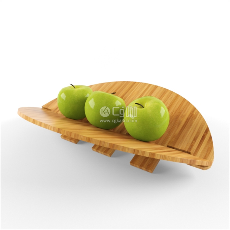 CG咖-水果模型青苹果模型木托盘模型
