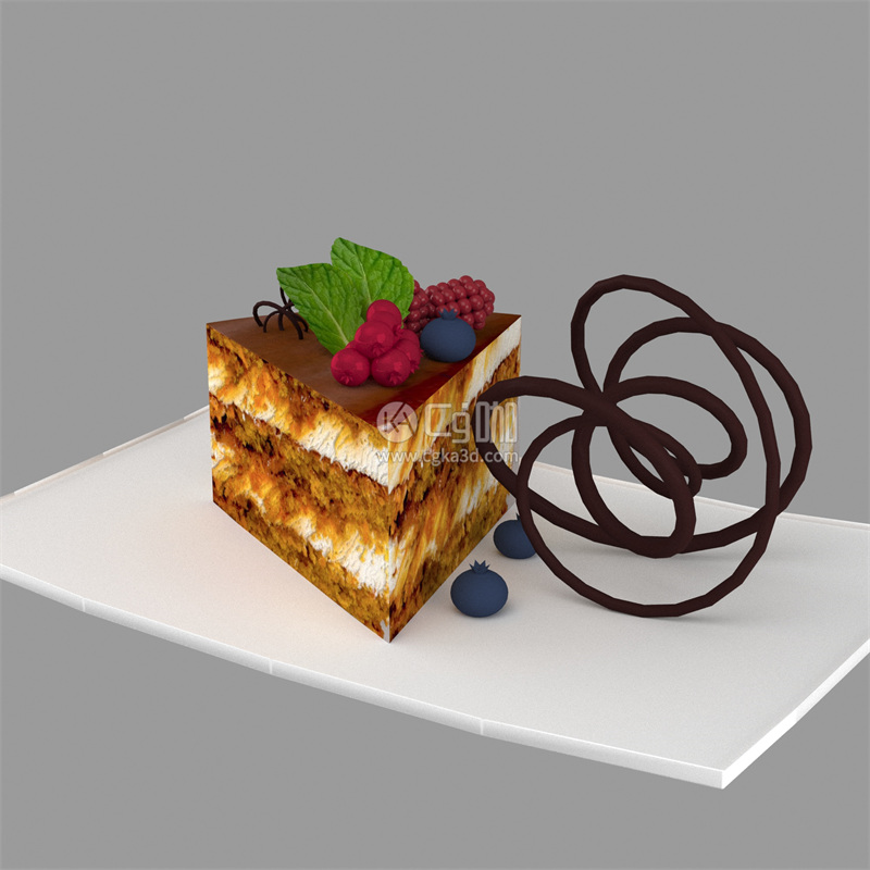CG咖-甜品模型蛋糕模型蓝莓模型树莓模型