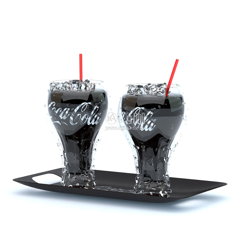CG咖-可口可乐模型玻璃杯模型餐盘模型