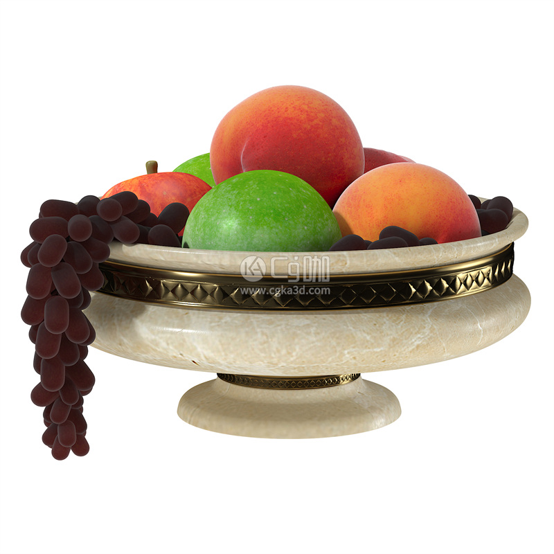 CG咖-水果模型桃子模型葡萄模型水蜜桃模型果盘模型